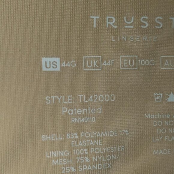 TRUSST Lingerie Plus Size 44G "Evie" Cream Color Nude Bra TL42000 Front Close - Picture 4 of 6